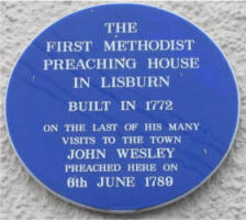 The sign at the first Methodist Preaching House in Lisburn. The building in Market Street, Lisburn is now used by the Christian Workers’ Union and the hall was, in 1914, “The Lisburn Electric Picture Palace”.