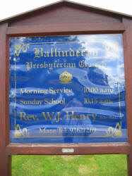 Notice Board at Ballinderry Presbyterian Church.