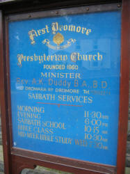 Notice Board at First Dromore Presbyterian Church.