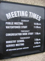 Noticeboard at Kingdom Hall, Lisburn.