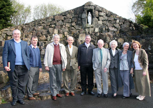 At morning worship in St Peter’s Church (The Rock) Stoneyford in May 2009 are L to R: Gerald Corr, Cyril Jordan, Stephen Mulligan, Tom McGarrity, Brendan Mulholland, Joe Murray, Kathleen Corr, Belle Corr and Rosemary Steele (Organist).