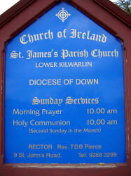 Notice Board at St. James’s Parish Church, Lower Kilwarlin.