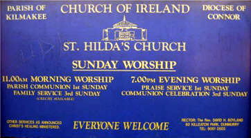 Noticeboard at St. Hilda’s Church, Seymour Hill, Kilmakee, Dunmurry.