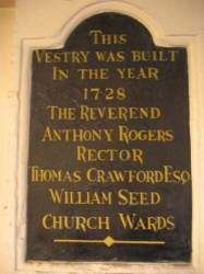 The stone tablet erected in the vestry of Lisburn Cathedral. 