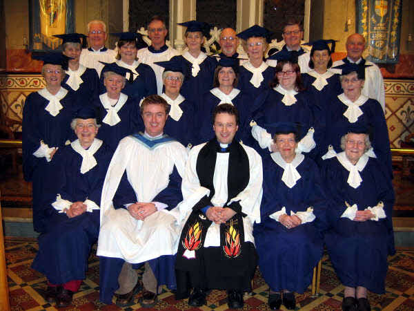 Rev. Paul Dundas - Rector of Christ Church, Lisburn and Richard Yarr - Director of Music pictured with Christ Church choir.  