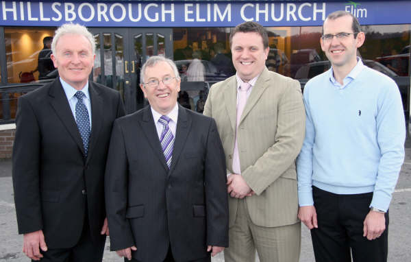 James Ritchie (Pastor) and Rev. Alistair Ritchie (Associate Pastor) pictured with elders Stephen Robinson (left) and Brian Jennings (right). 
