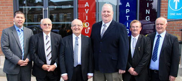 Members of the Church Session pictured at the launch of the new Lisburn City Elim Church Complex in September 2009 are L to R: Stephen McLoughlin, Tom Tate (Finance Officer), Pastor Norman Christie, Kyle Moore (Church Secretary) and William Kirkwood Paul Smyth.  Missing from the photo is George Robinson.