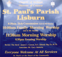 Notice Board at St. Paul’s Parish, Lisburn.