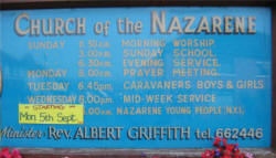 Notice Board at Lisburn Church of the Nazarene.