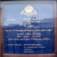 Notice Board at Sloan Street Church.