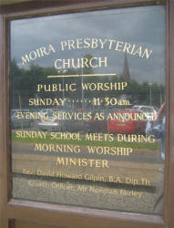 Notice Board at Moira Presbyterian Church.
