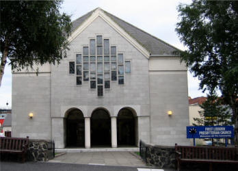 First Lisburn Presbyterian Church, built in 1768; enlarged and remodelled in 1873 and 1970.