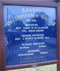 Notice Board at Anahilt Presbyterian Church.