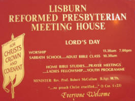 Notice Board at Lisburn Reformed Presbyterian Church.