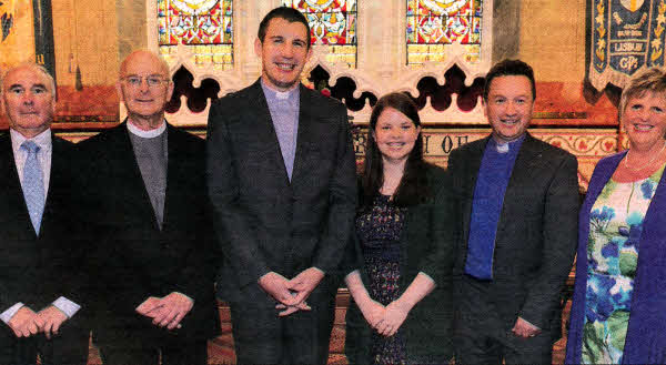 Rev Matthew Milliken pictured at morning worship in Christ Church Parish, Lisburn on Sunday 2nd September where he was welcomed as the new Curate. L to R: Uel Briggs (People's Churchwarden), Rev John Pickering (Senior Minister), Rev Matthew Milliken, Lisa Milliken, Rev Paul Dundas (Rector) and Beth Harris (Rector's Churchwarden).