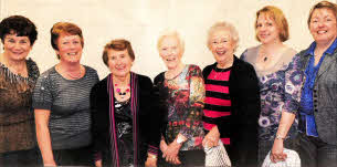 The ladies who prepared and served supper in the new kitchen which was once a classroom. L to R: Coleen Beck, Leslie Thompson, Margaret Walsh, Ruby McNair, Helen Alexander, Charmian Pierce and Olive Nelson.