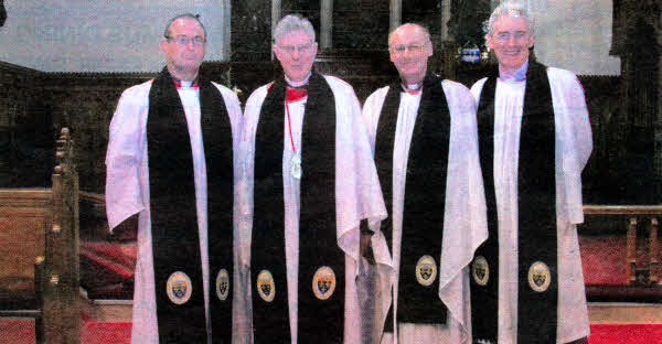 At the service of installation of Canons are, from left: Canon William Taggart; the Very Rev John Bond, Dean of Connor; Canon George Irwin and Canon Sam Wright. Photo by Norman Briggs (RnBphotography)