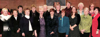 Ladies from Dunmurry area churches who took part in the 'Women's World Day of Prayer' service in Dunmurry Presbyterian Church. Included are Yvonne Robinson, Co-ordinator and Sarah Connor, Leader (third and fourth from right in front row), Karen Diamond, Organist (right in front row) and Felicity McCartney, Speaker (third from left in back row). Churches represented are: Dunmurry and Kilwee Presbyterian, First Presbyterian Non-Subscribing (Dunmurry), St Colman's (Dunmurry), Christ Church (Derriaghy), Our Lady Queen of Peace (Kilwee), St Anne's (Finaghy) and Seymour Hill Methodist. 