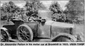 Dr. Alexander Patton in his motor car at Brookhill in 1923. US09-709SP