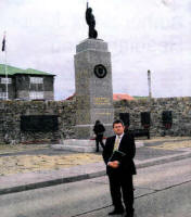 Lagan Valley MP Jeffrey Donaldson at the Memorial In Stanley to the Fallen of the 1982 Falklands War.