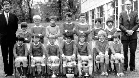 Fort Hill football team back row, from left Mr McCracken, Alfie Connolly, Walter Gilmore, Rodney Humphries, Gary McCarthy, Colin Halliday, Stephen Flynn, Bill McCullough and Mr Norris, Principal. Front left, Thomas Hempstock, Michael Wallace, Colin McKibben, Frank Crowe, captain, Ronnie Fleming, Robert Williamson and Boel Topping.