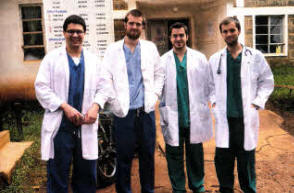 Gareth (right) with fellow medical students, from left to right: Paul Karayiannis, Matthew Arneill and Ian Dunwoody.