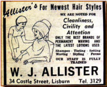 This Ulster Star advert was printed in 1966 and ladies were able to try the latest hairstyles at WJ Allister