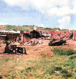 A destroyed village in civil unrest, school left intact, Zonkwa